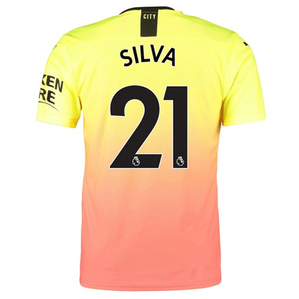 Camiseta Manchester City NO.21 Silva 3ª 2019/20 Naranja